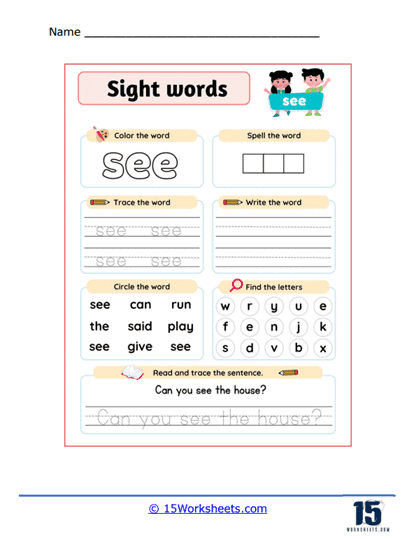 Preschool Sight Words Worksheets 15 Worksheets