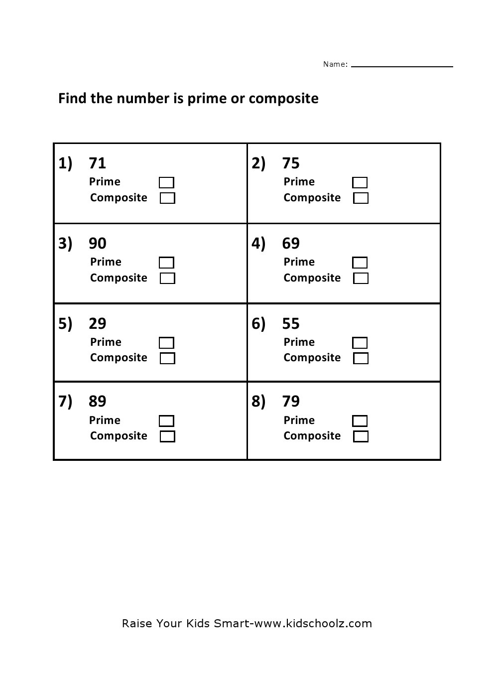 Prime And Composite Worksheets