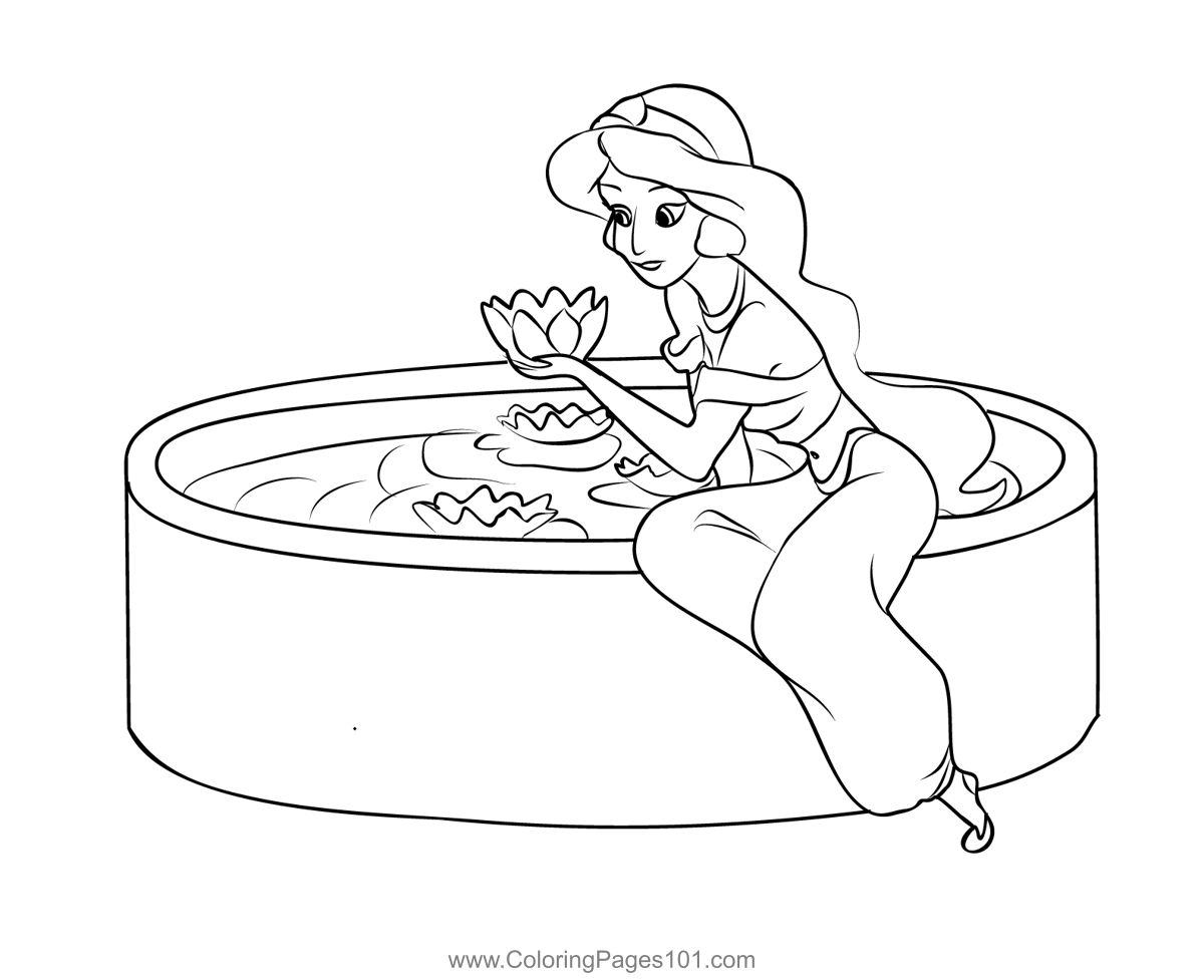 Princess Jasmine Coloring Page For Kids Free Aladdin Printable 