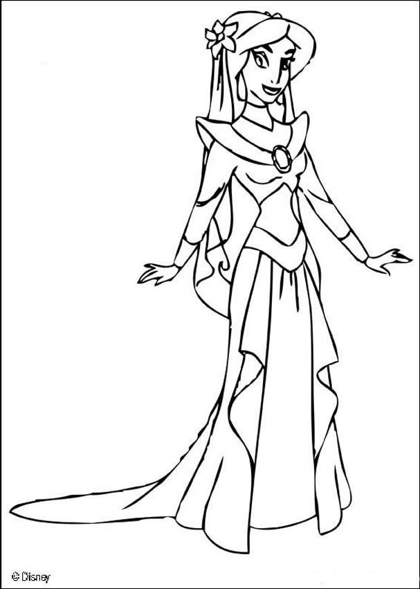 Princess Jasmine Coloring Pages Hellokids