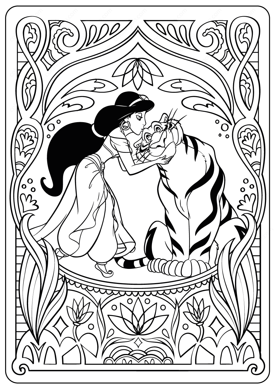 Princess Jasmine Coloring Pages Printable