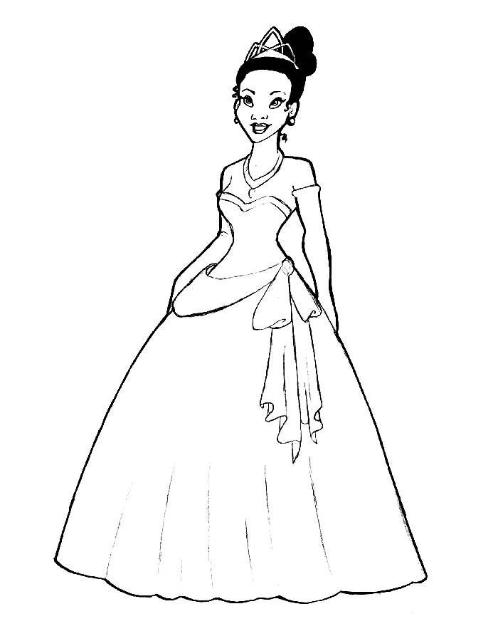 Princess Tiana Coloring Pages Free Printable PDF 