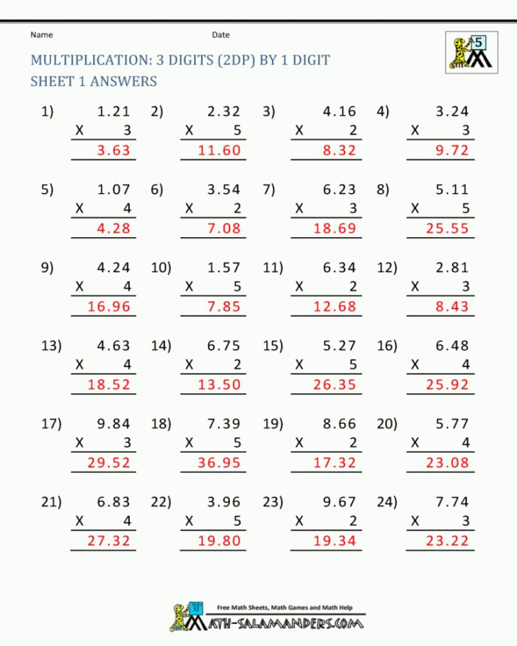 Printable 5th Grade Math Worksheet Math Worksheets Printable