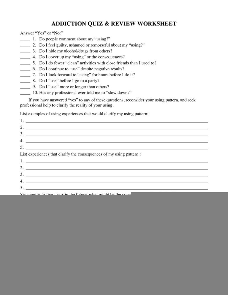 Printable Addiction Recovery Games Printable Worksheets