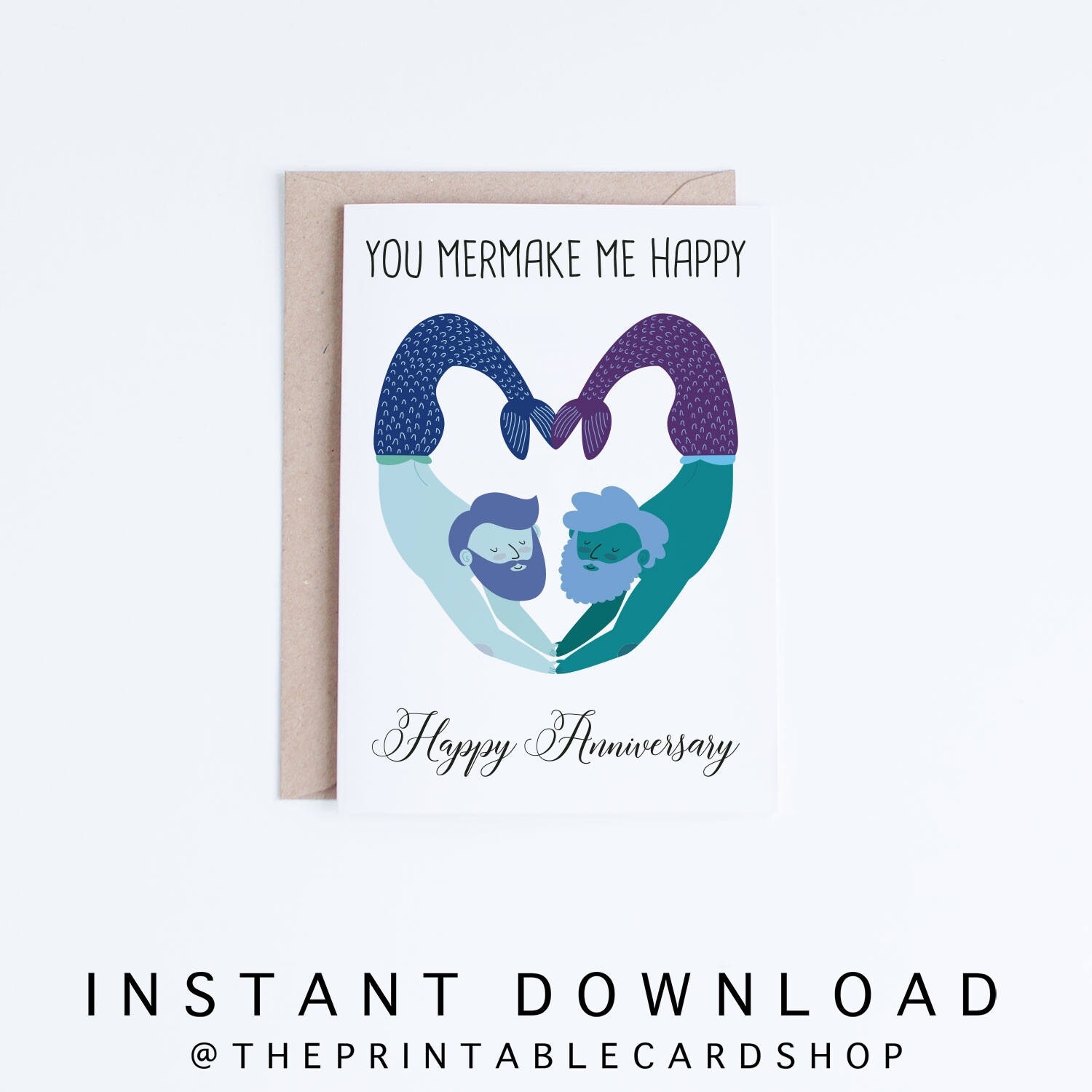 Printable Anniversary Cards Gay Anniversary Card Instant Download 