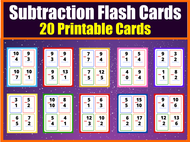 Printable Basic Addition And Subtraction Flash Cards Great Selection 