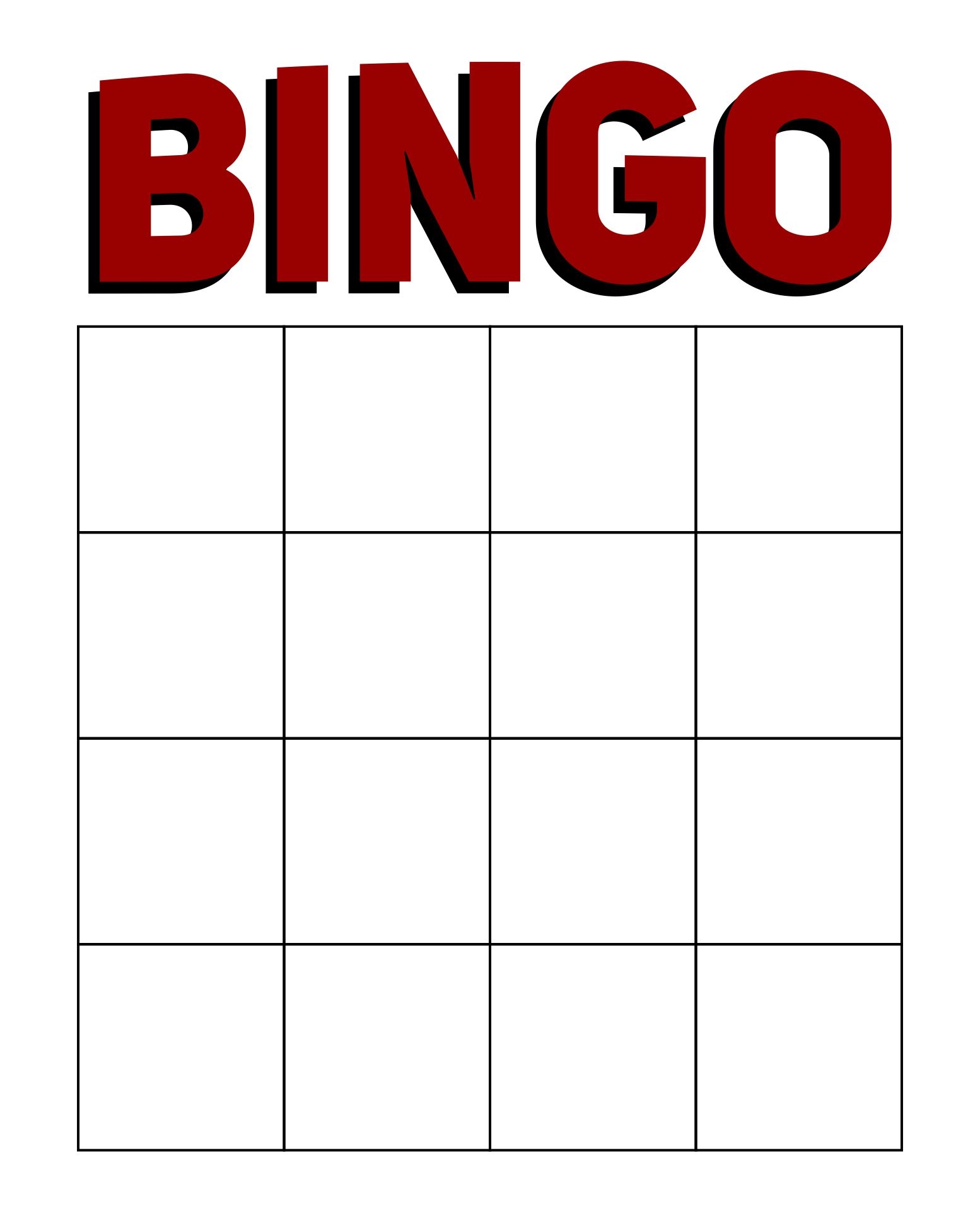 printable bingo template free