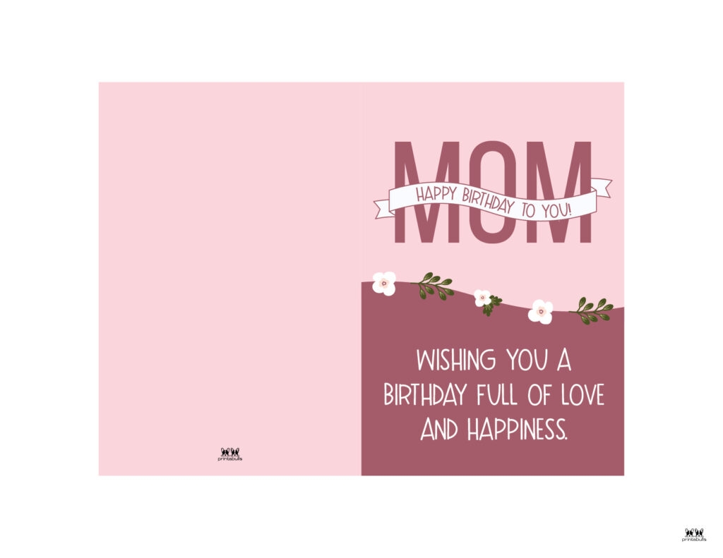 happy birthday mom cards printable