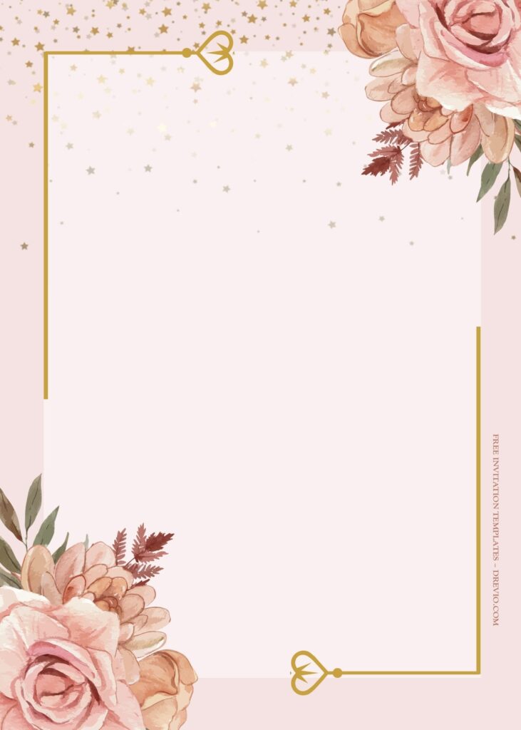Printable Blank Rose Gold Invitation Template Free Printable