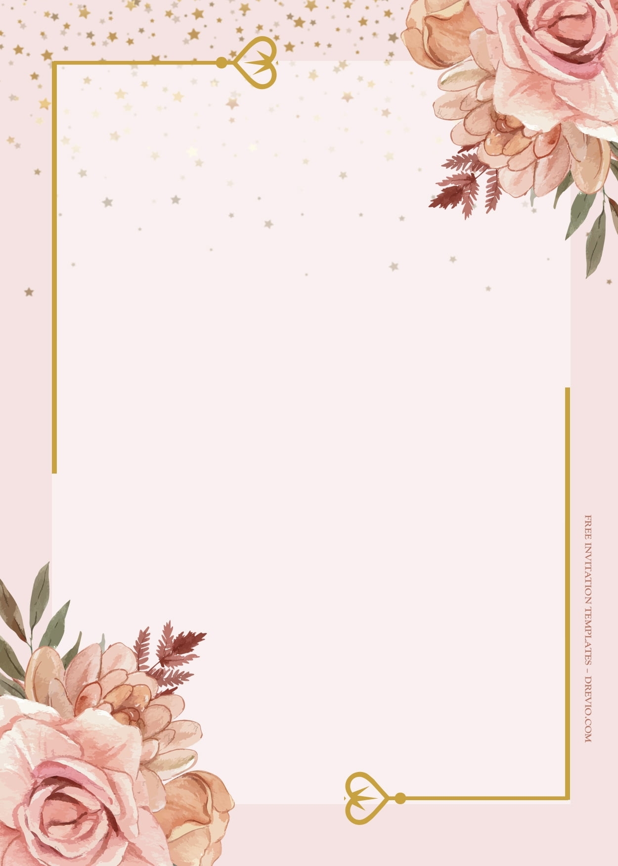 Printable Blank Rose Gold Invitation Template Free Printable