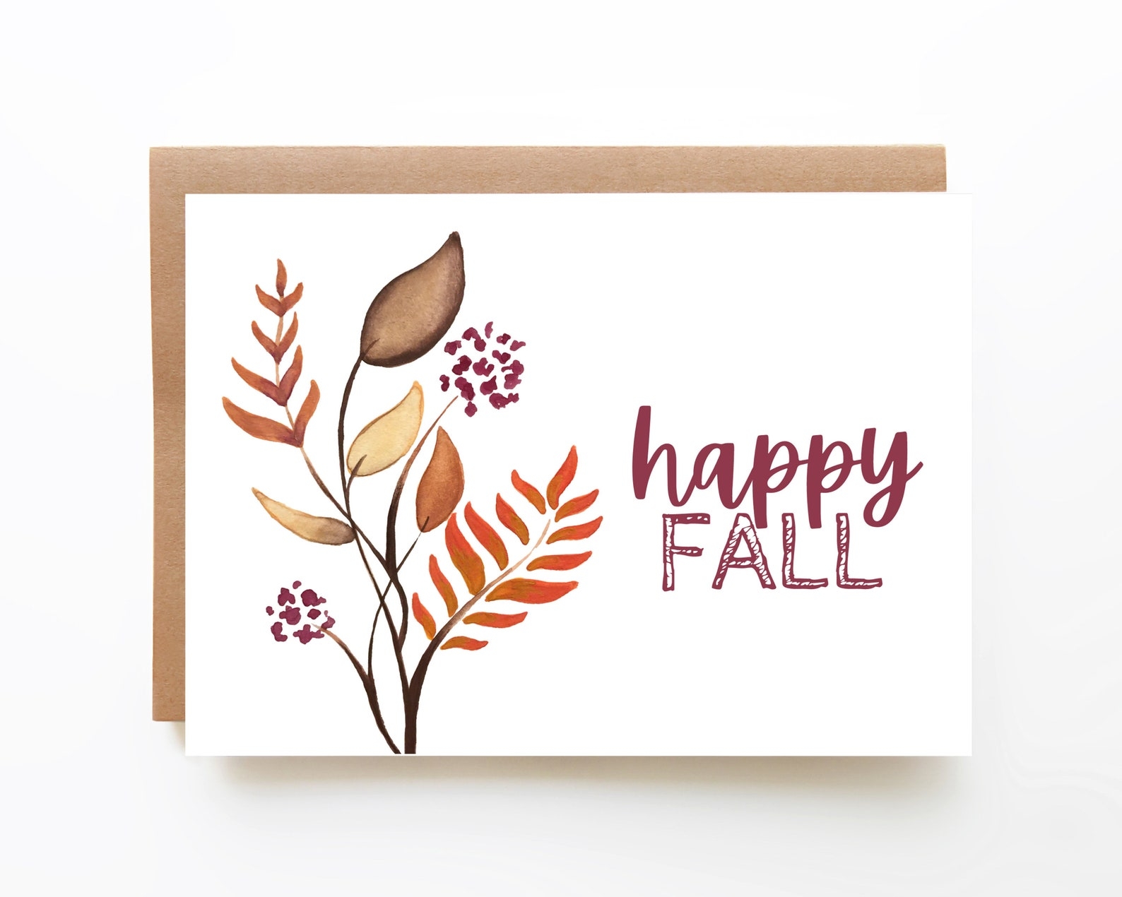 Printable Card Happy Fall Card Instant Download Printable Envelope 