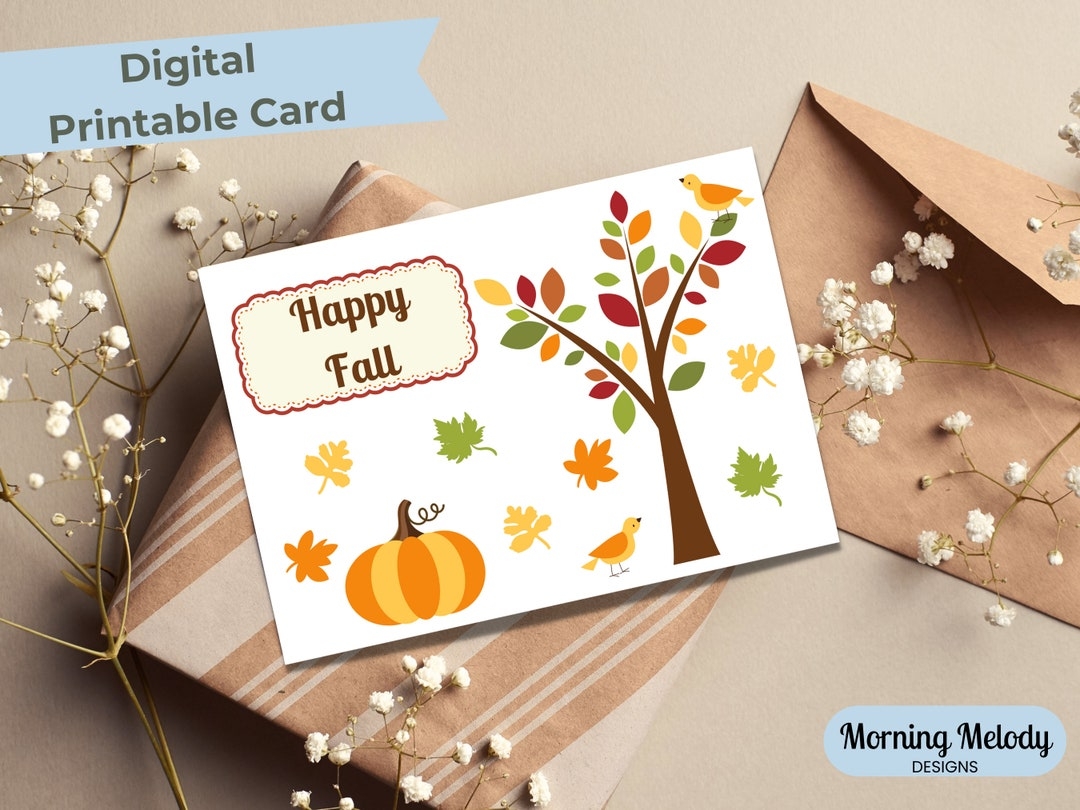 Printable Cards Fall Happy Fall Card First Day Of Fall Card Etsy