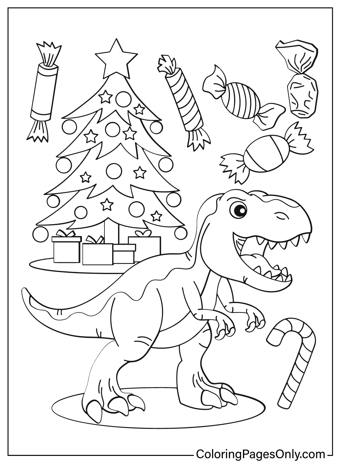 Printable Christmas Dinosaur Coloring Free Printable Coloring Pages
