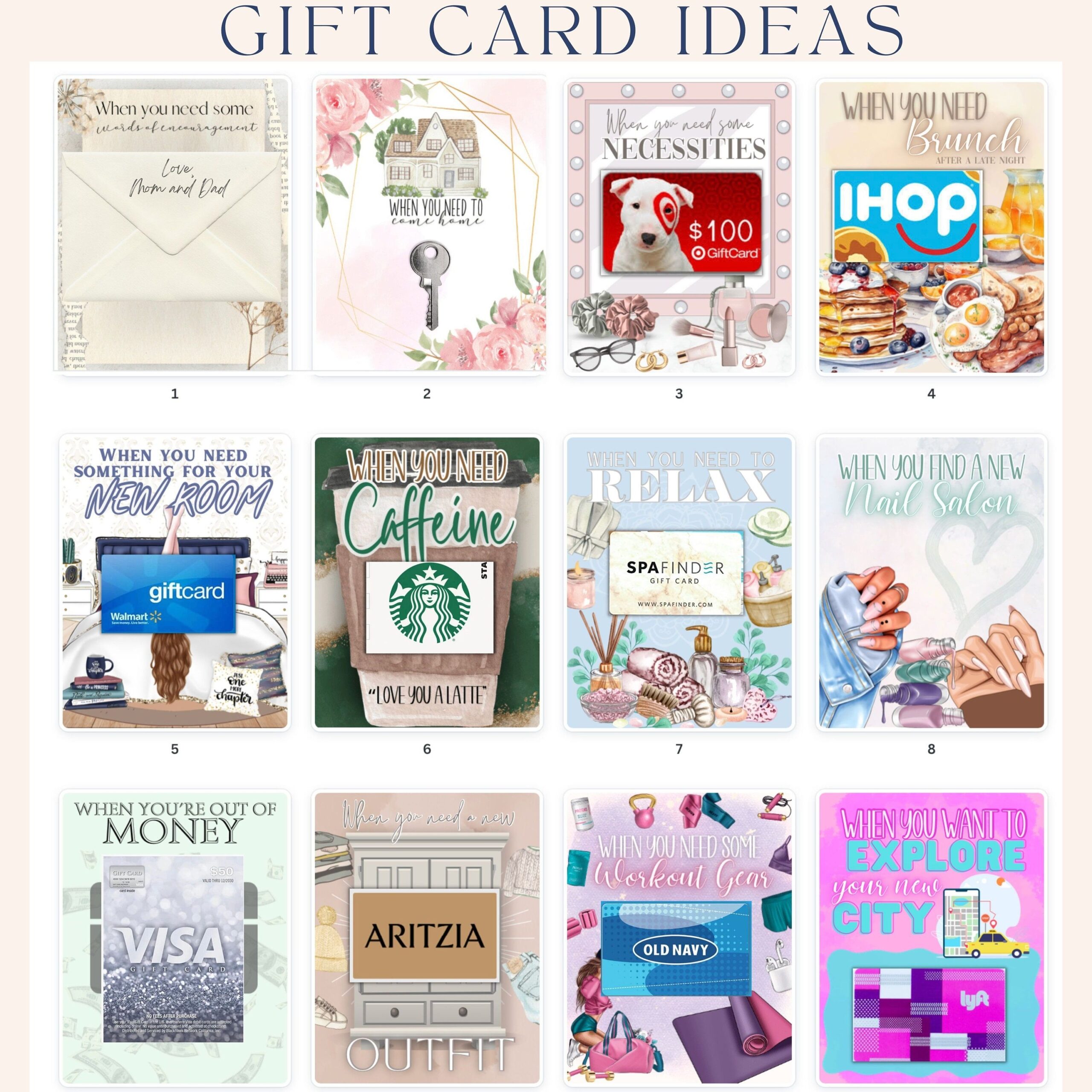 Printable College Gift Card Book College Care Package College Gift