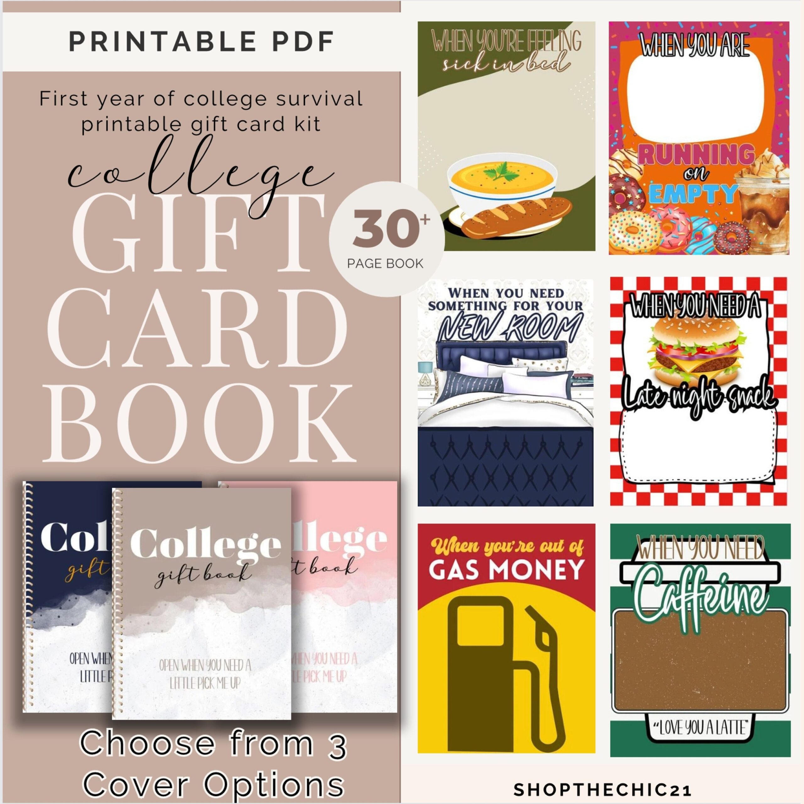 Printable College Gift Card Book College Care Package Etsy
