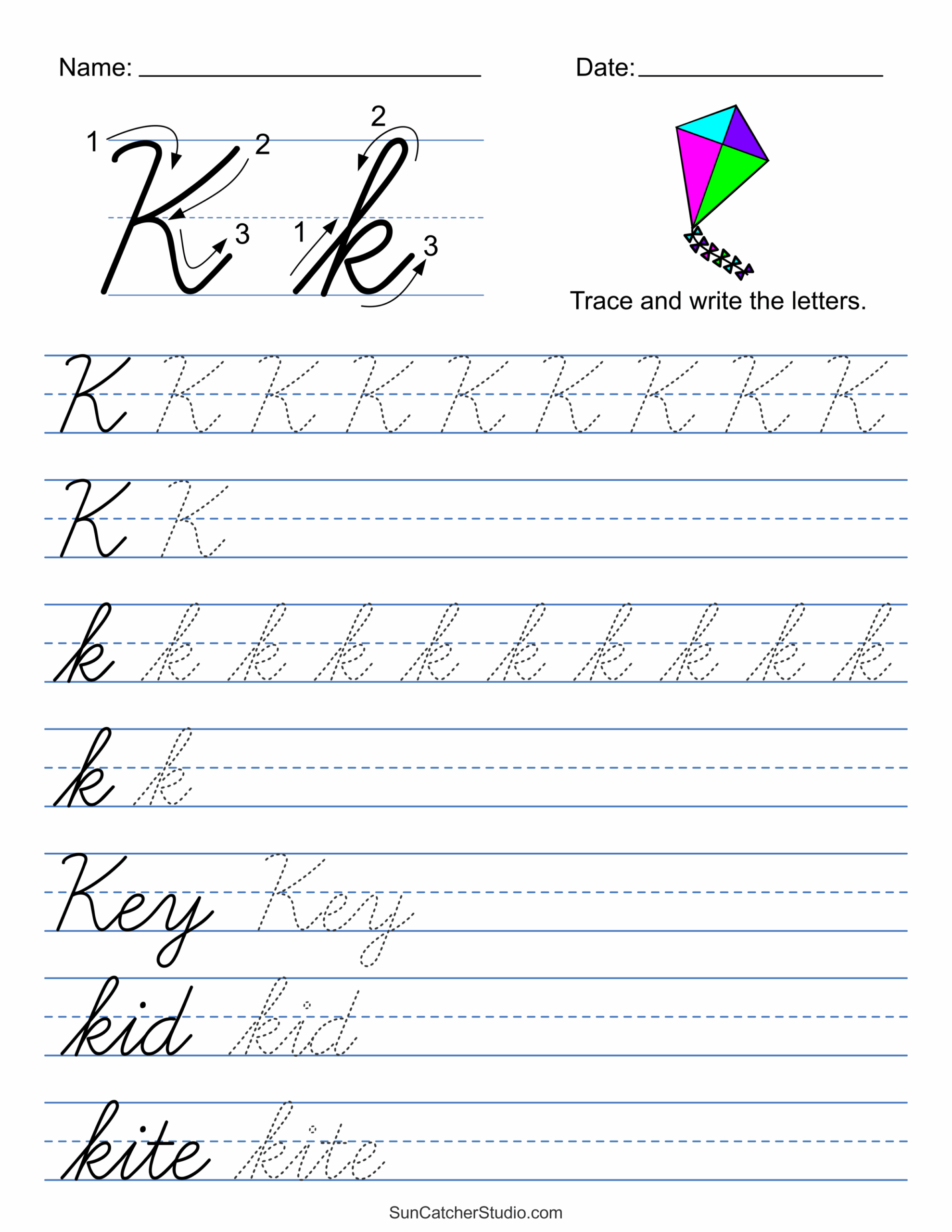 Printable Cursive Handwriting Worksheets Practice Letters DIY 