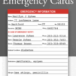 Printable Emergency Information Cards Medical Alert ID Medical Alert