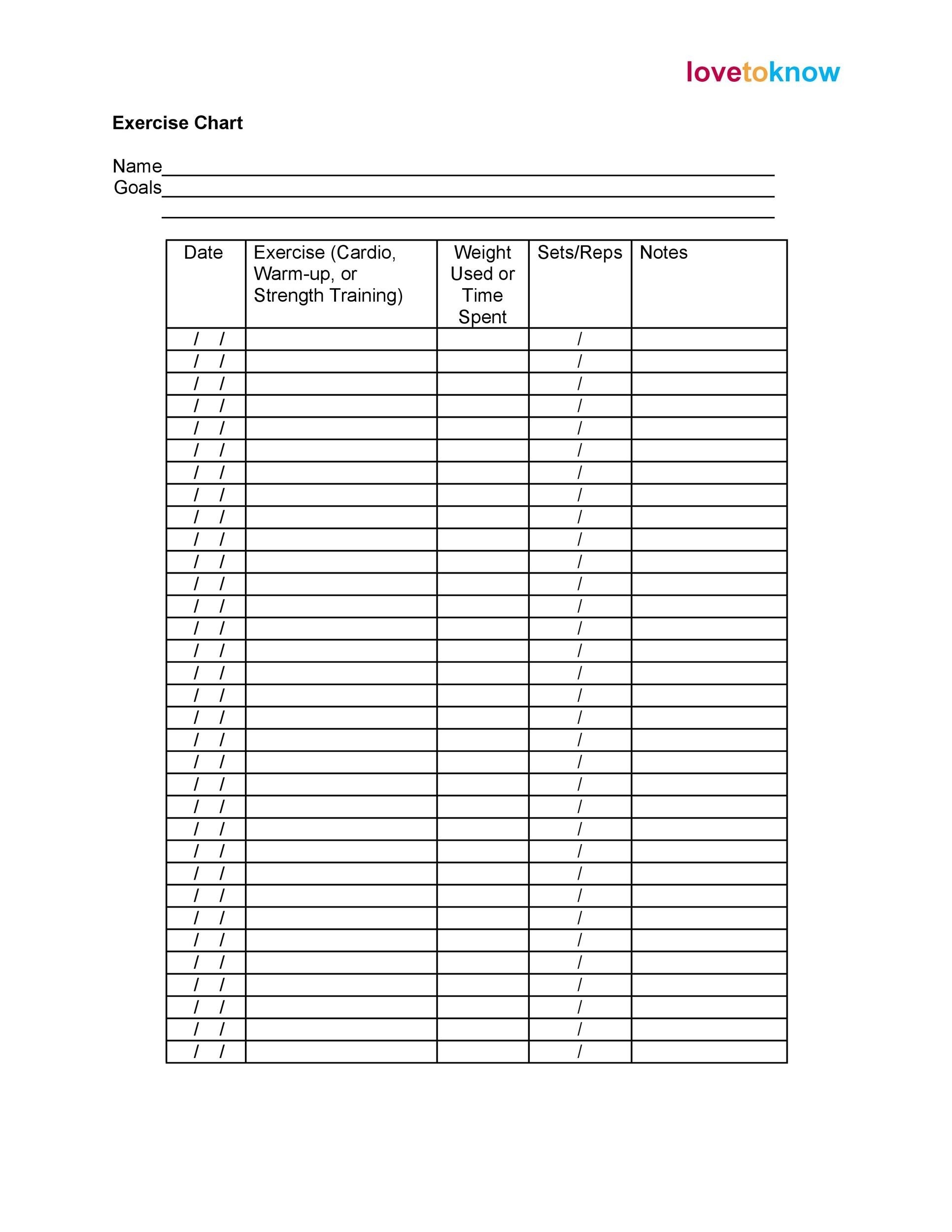 Printable Exercise Charts