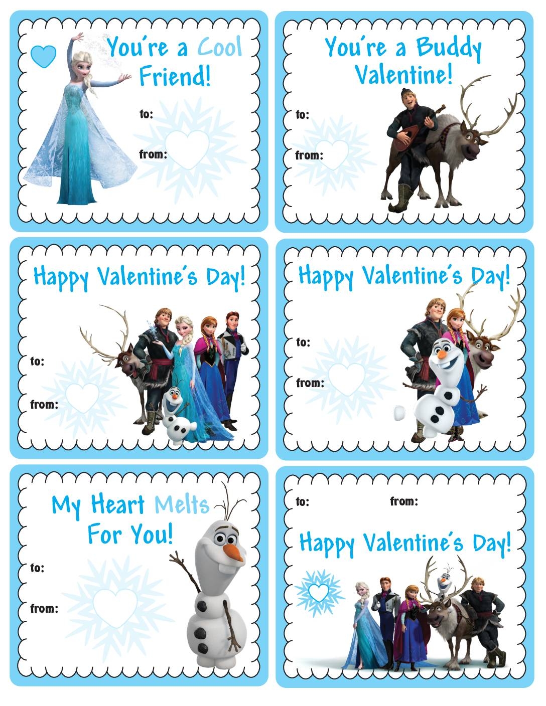 frozen printable valentine's day cards