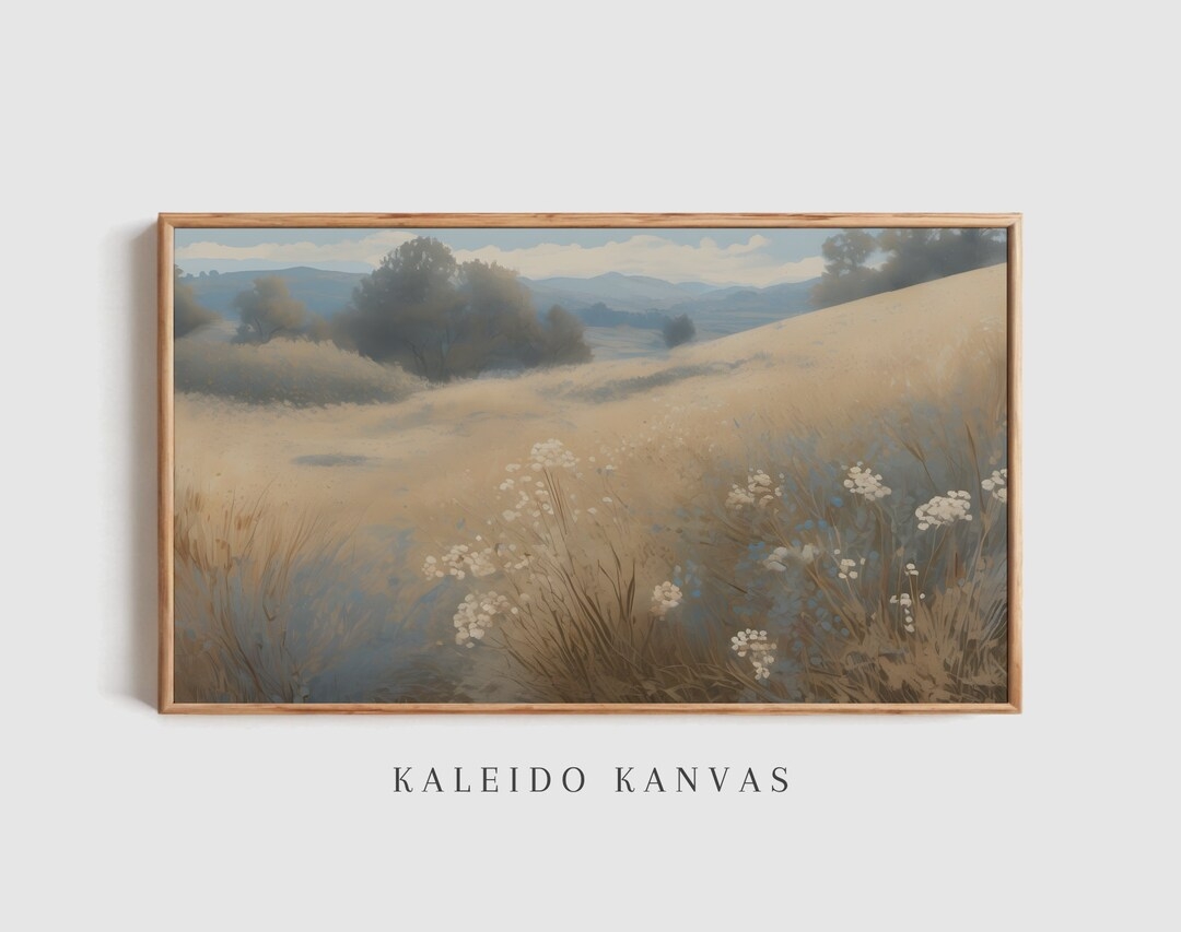 Printable Grassland Landscape Oil Painting Pastel Pointillist Artwork 