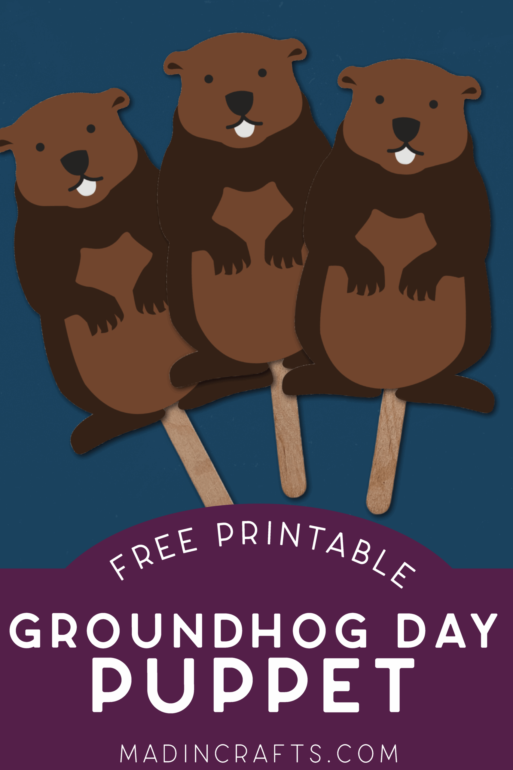 Printable Groundhog Puppet