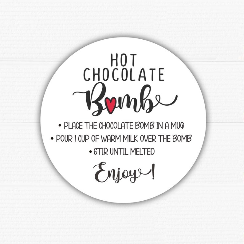 Printable Hot Chocolate Bomb Instructions Printable Round Etsy