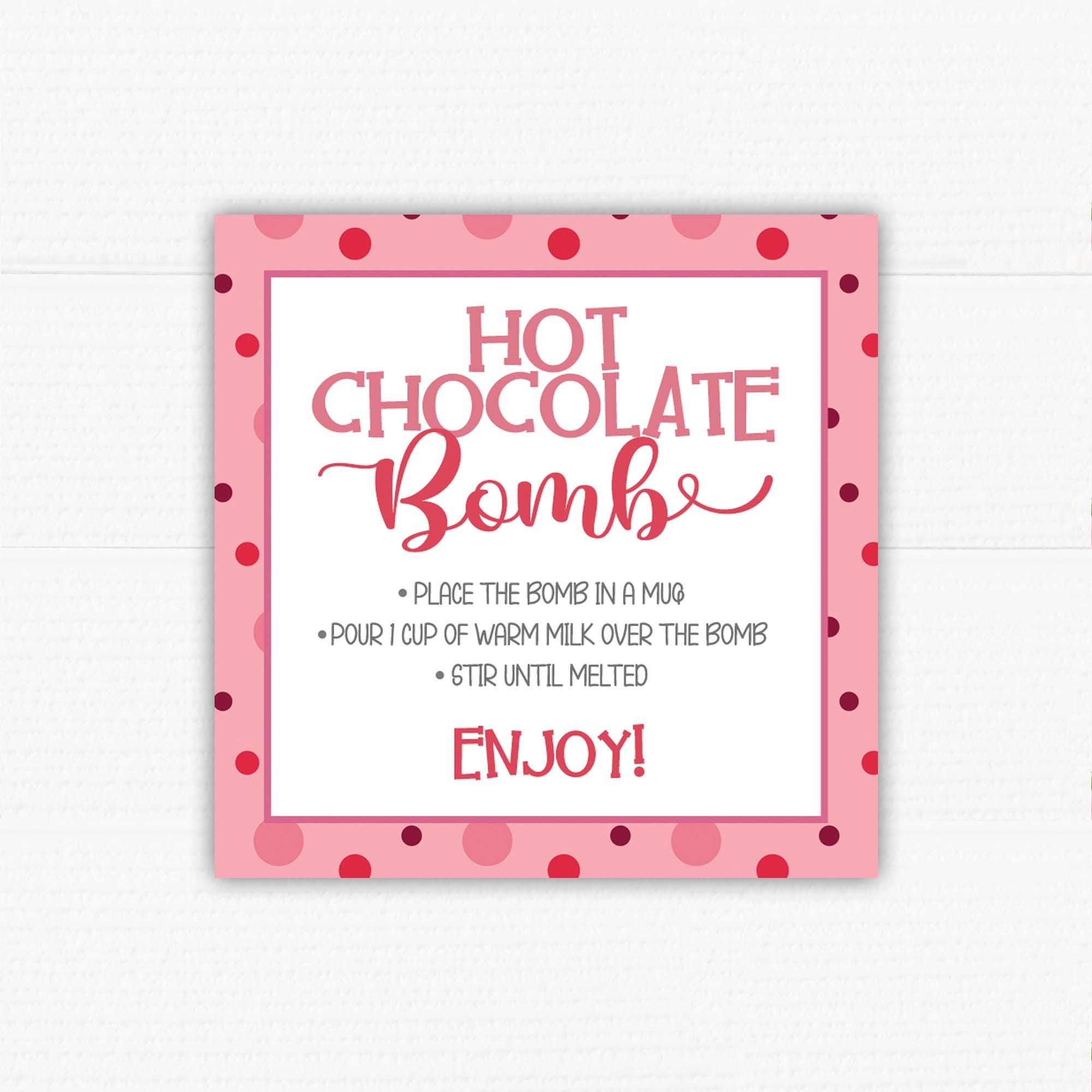 Printable Hot Chocolate Bomb Instructions Printable Square Etsy
