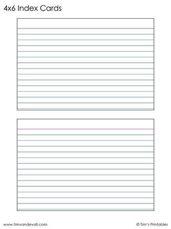 Printable Index Card Template 6 X 4