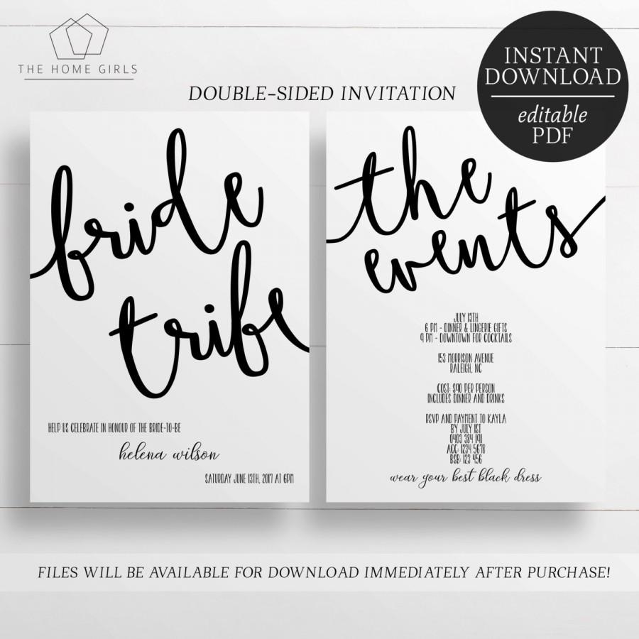 Printable Invitation Bachelorette Party Hens Party Bride Tribe 