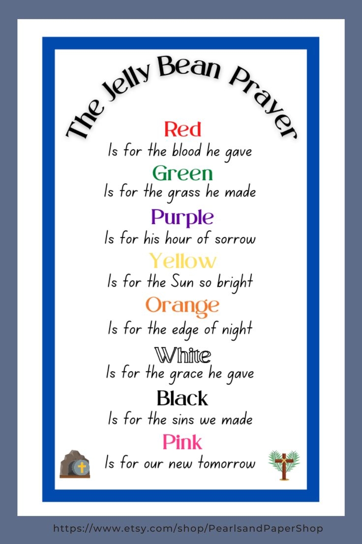 Printable Jelly Bean Prayer Card Easter Jelly Bean Prayer Card Church 
