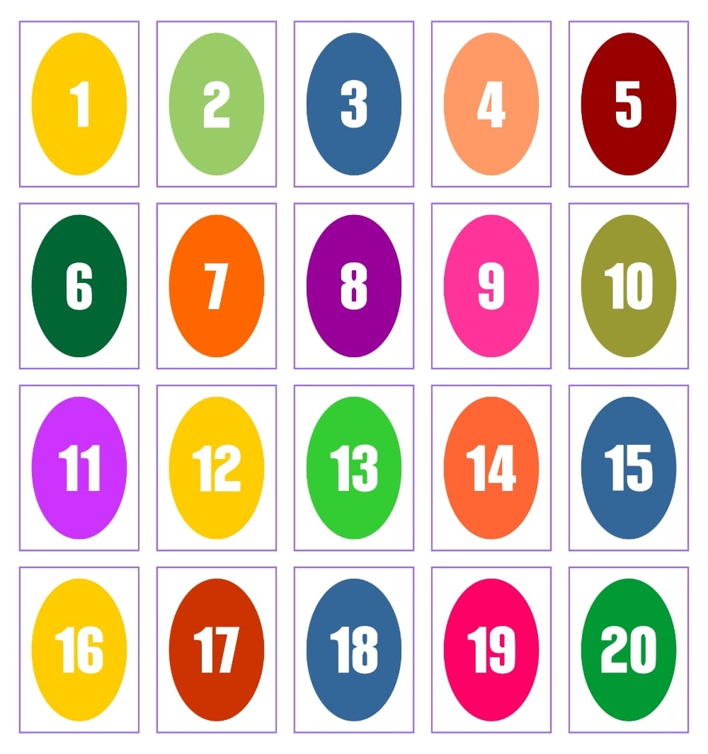 Printable Large Number Cards 1 20 Printable JD