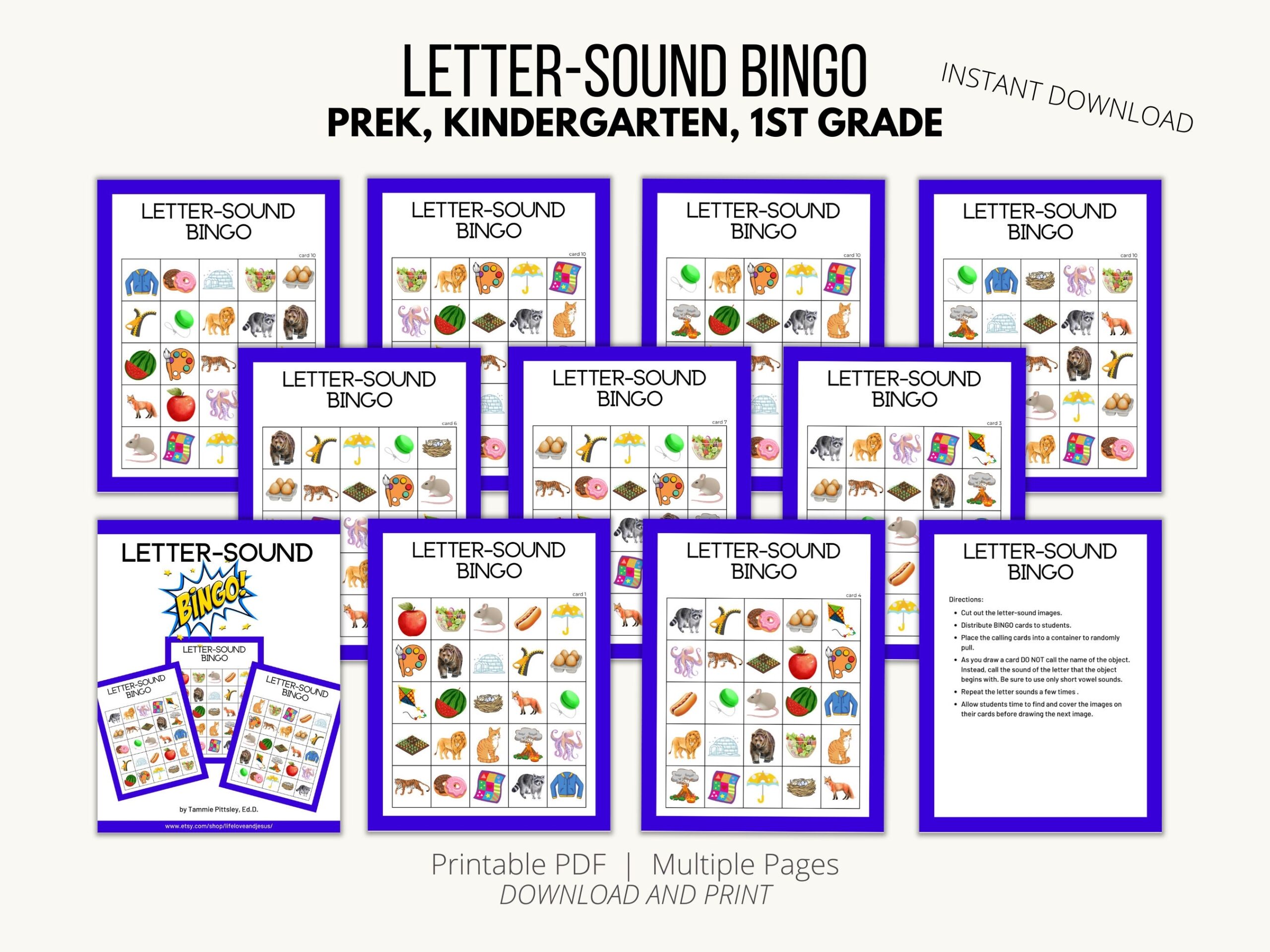 Printable Letter Sound BINGO Game Matching Sounds To Pictures 