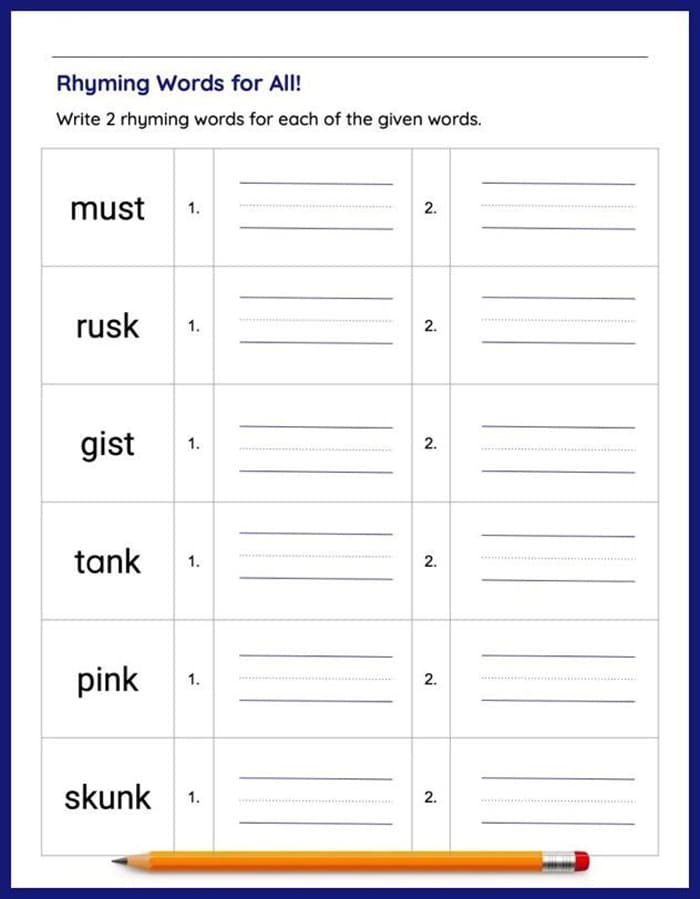 Printable Make Rhyming Words Worksheet Free Download And Print For You 