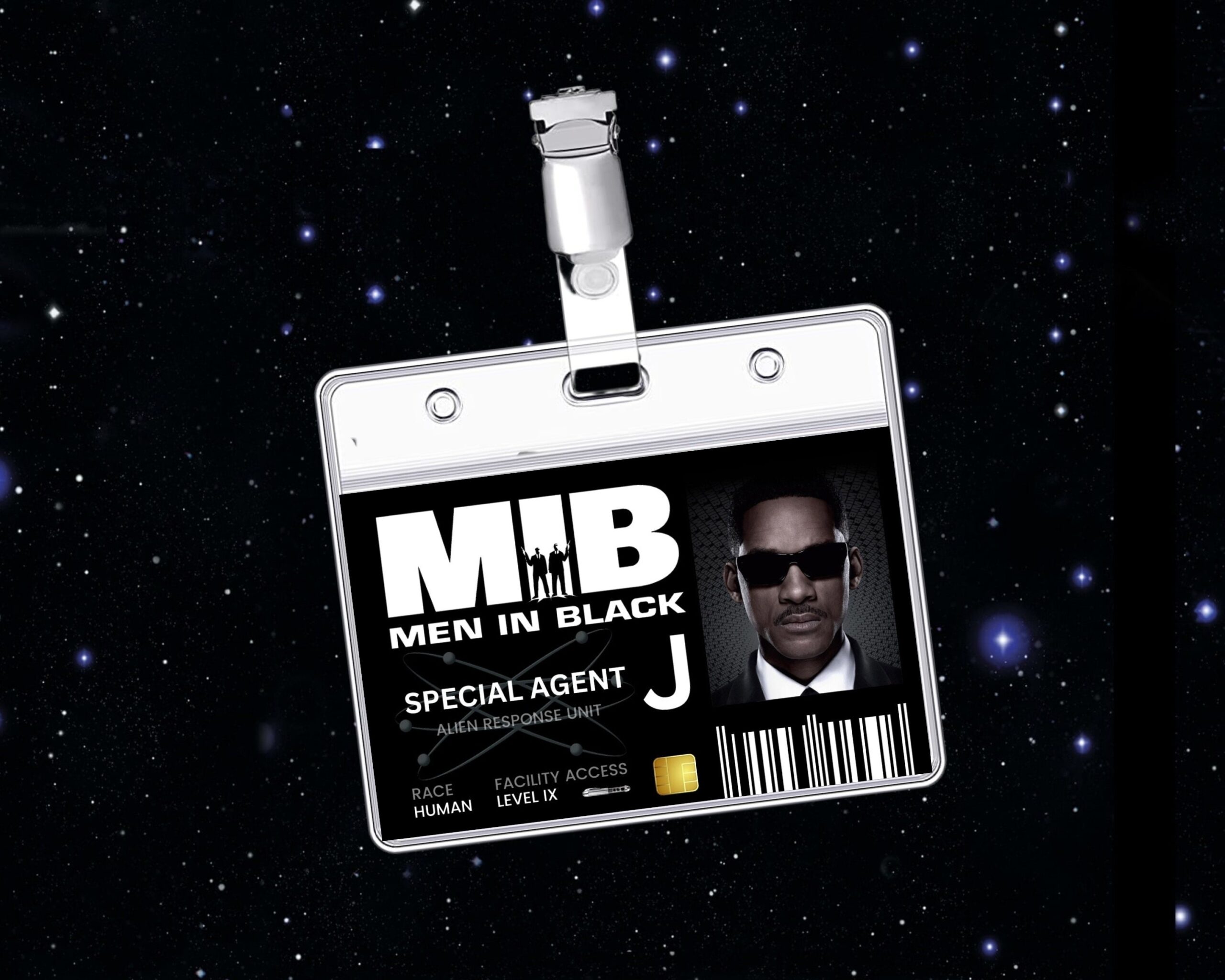 PRINTABLE Man In Black ID Card Badge Special Agent J Etsy