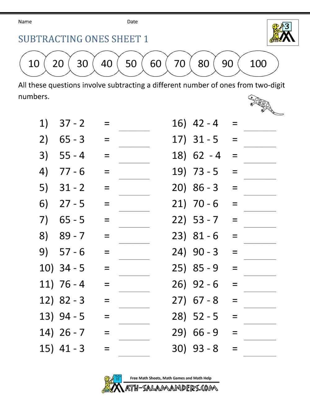 math worksheets third grade