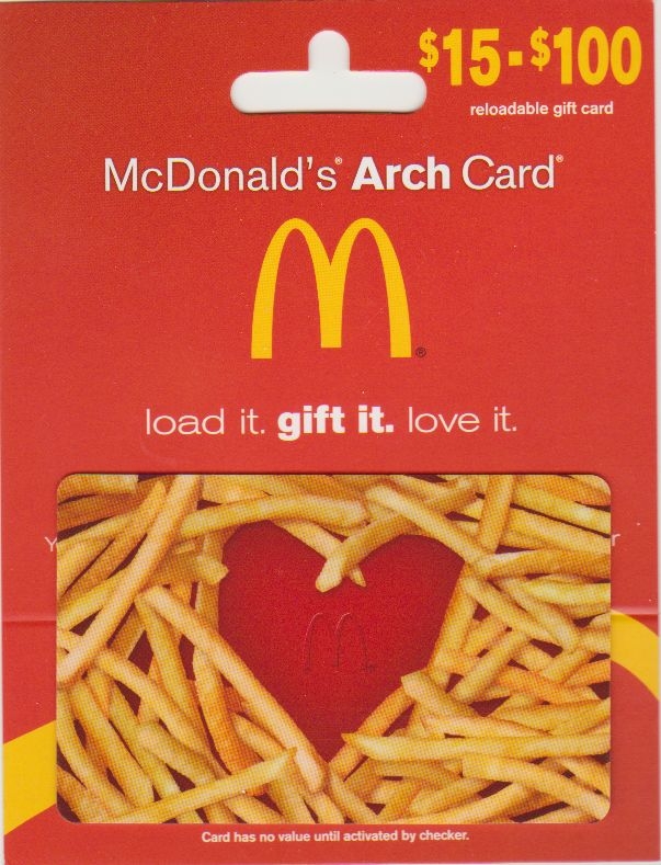 Printable Mcdonalds Gift Card