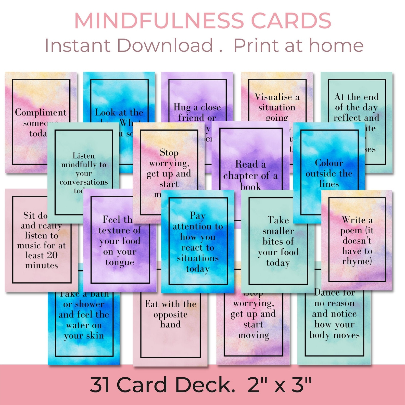 PRINTABLE MINDFULNESS CARDS Mindfulness Gift Daily Mindfulness 