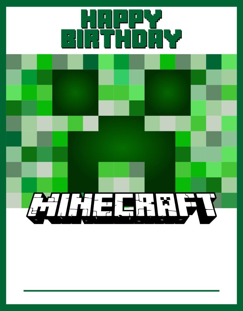Printable Minecraft Happy Birthday Card Printable JD
