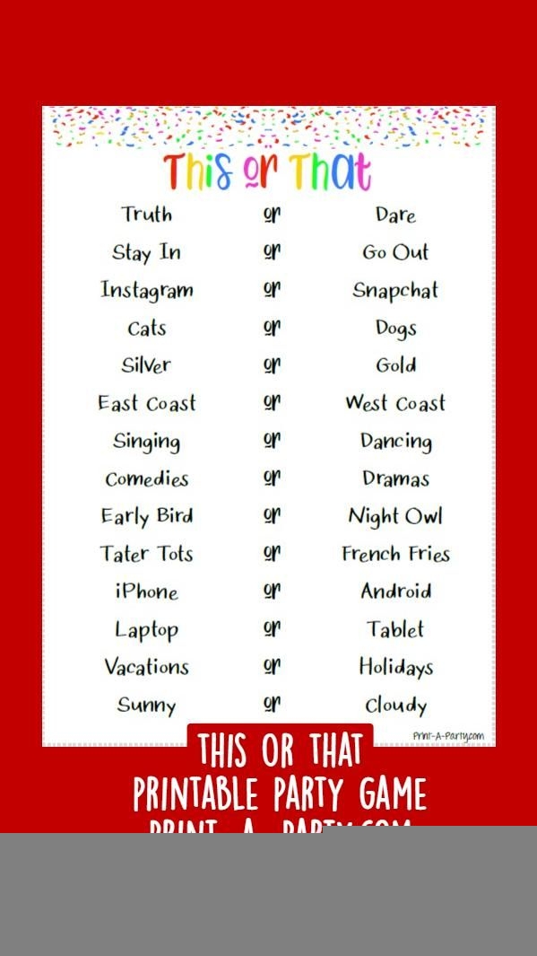 Printable Party Games Printable Party