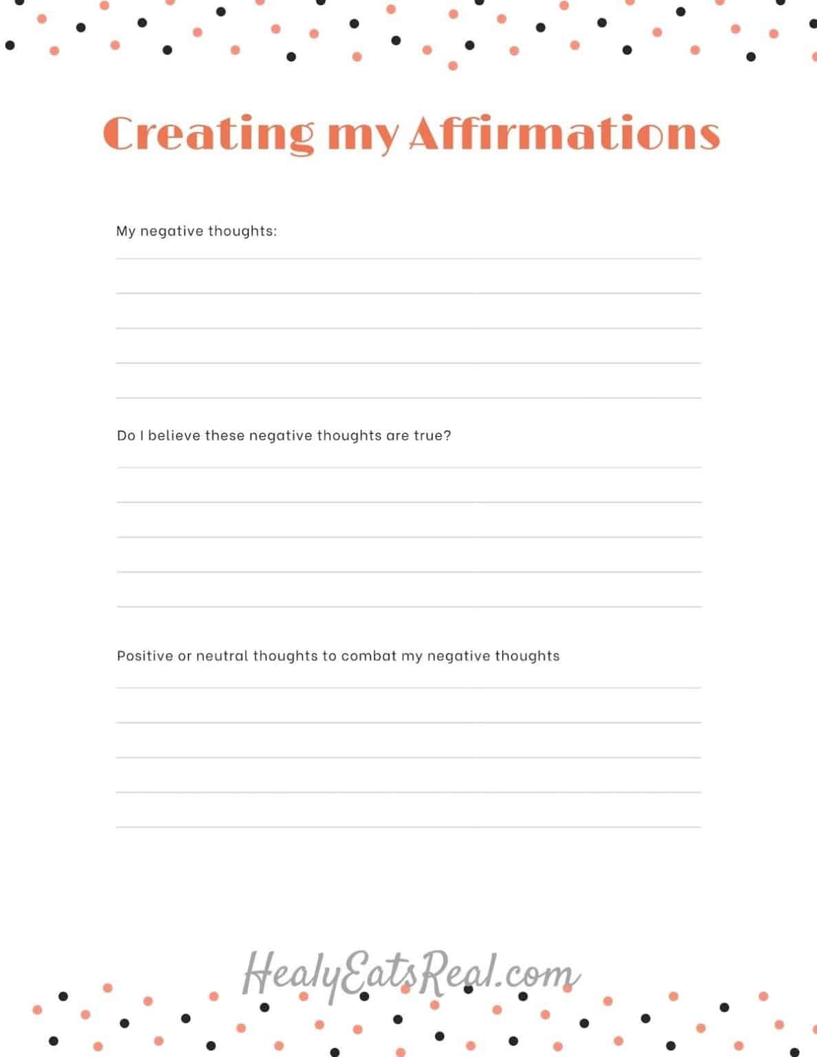 printable positive affirmations worksheet pdf