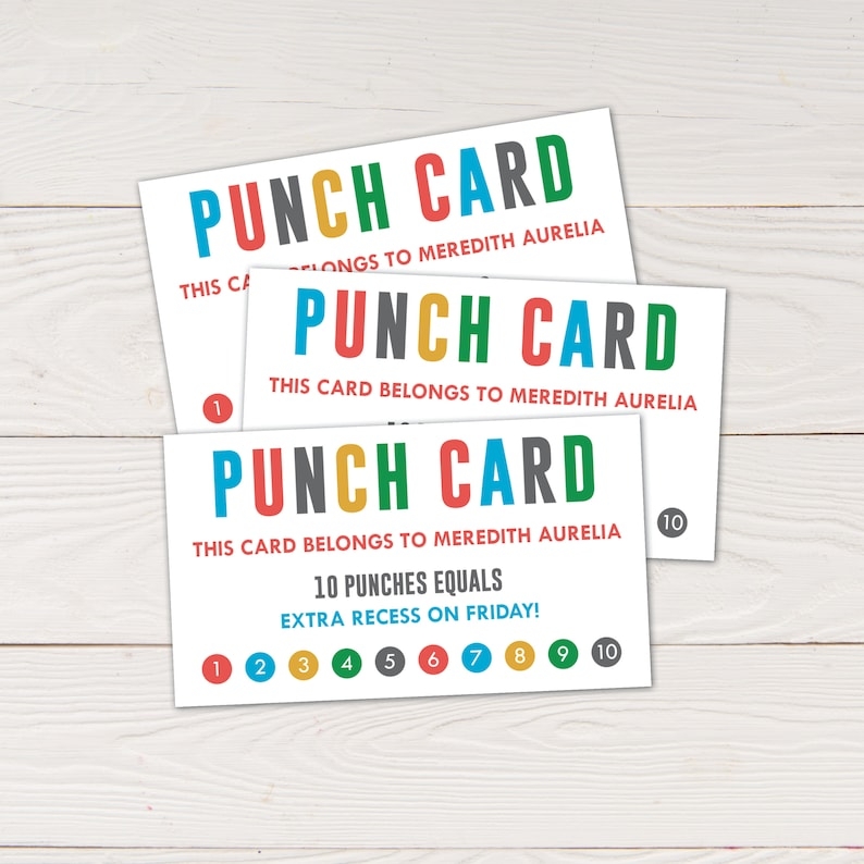 Printable Punch Cards Incentive Cards For Students And Etsy