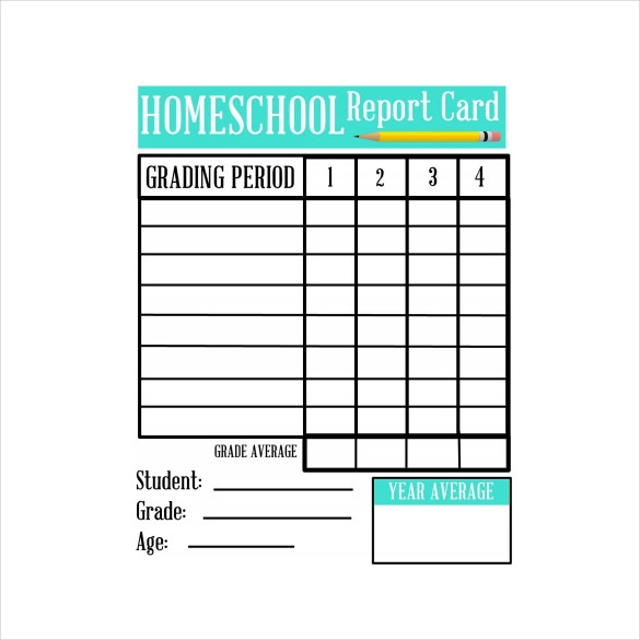 homeschool report card template printable