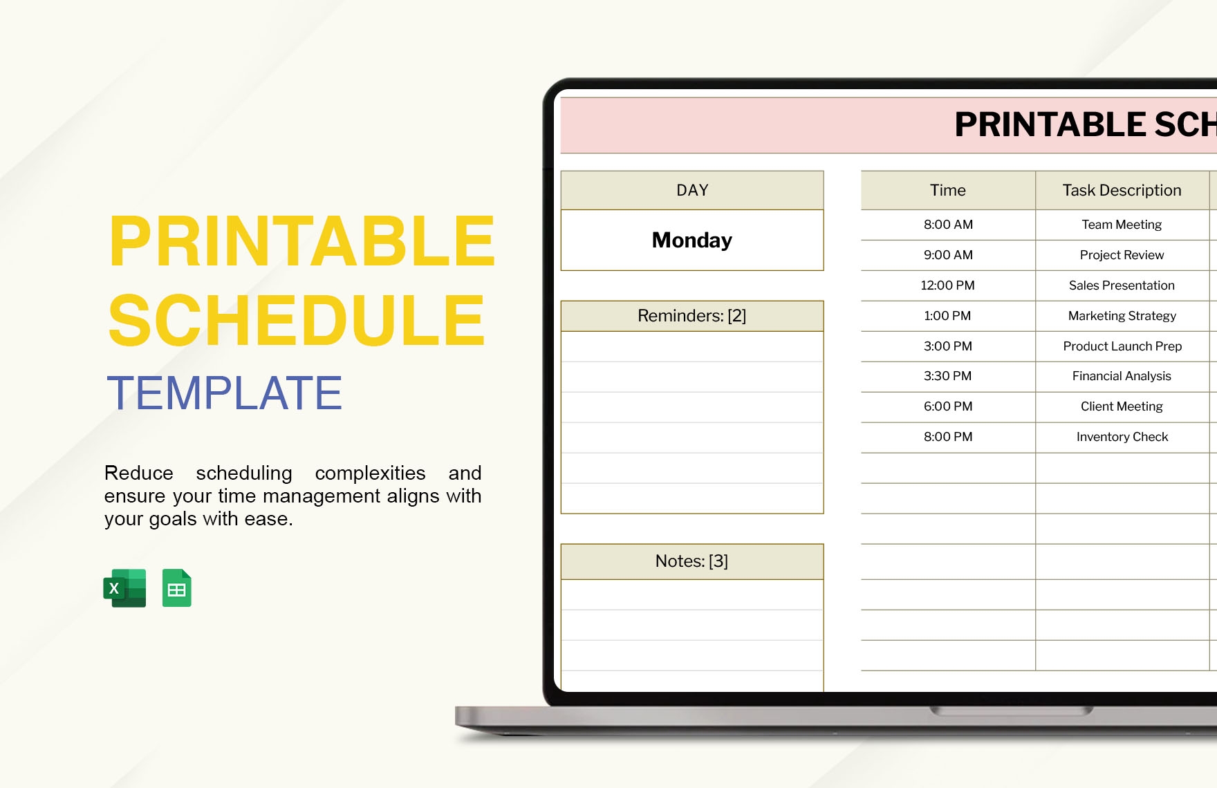Printable Schedule In Excel Google Sheets Download Template