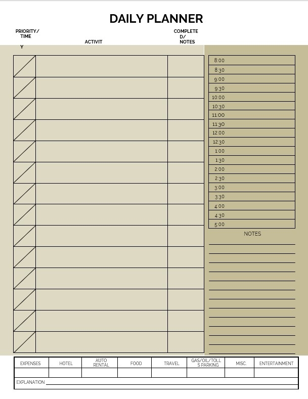free printable schedule template