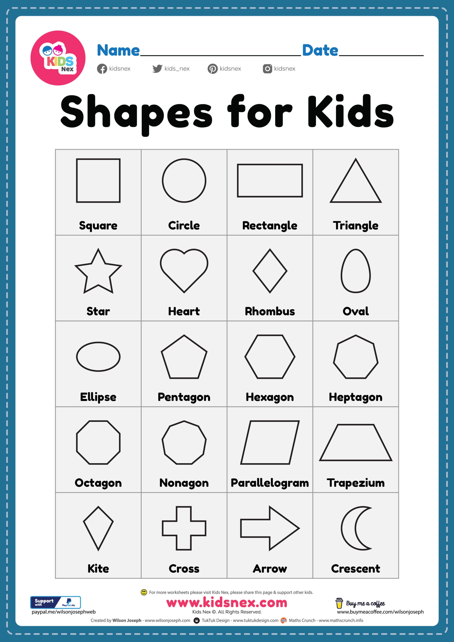 printable worksheets shapes