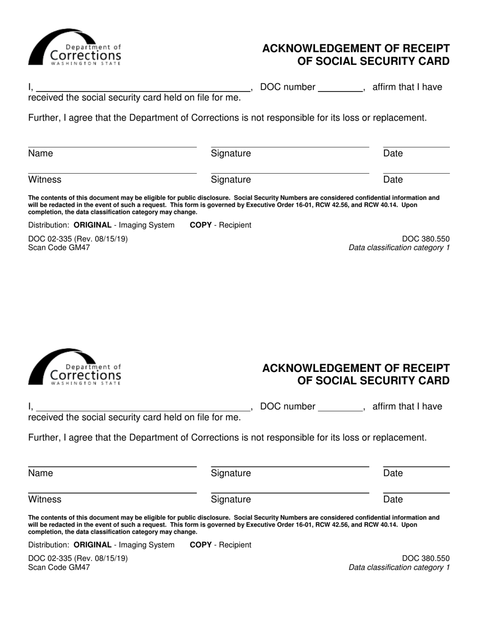 Printable Social Security Card Replacement Receipt