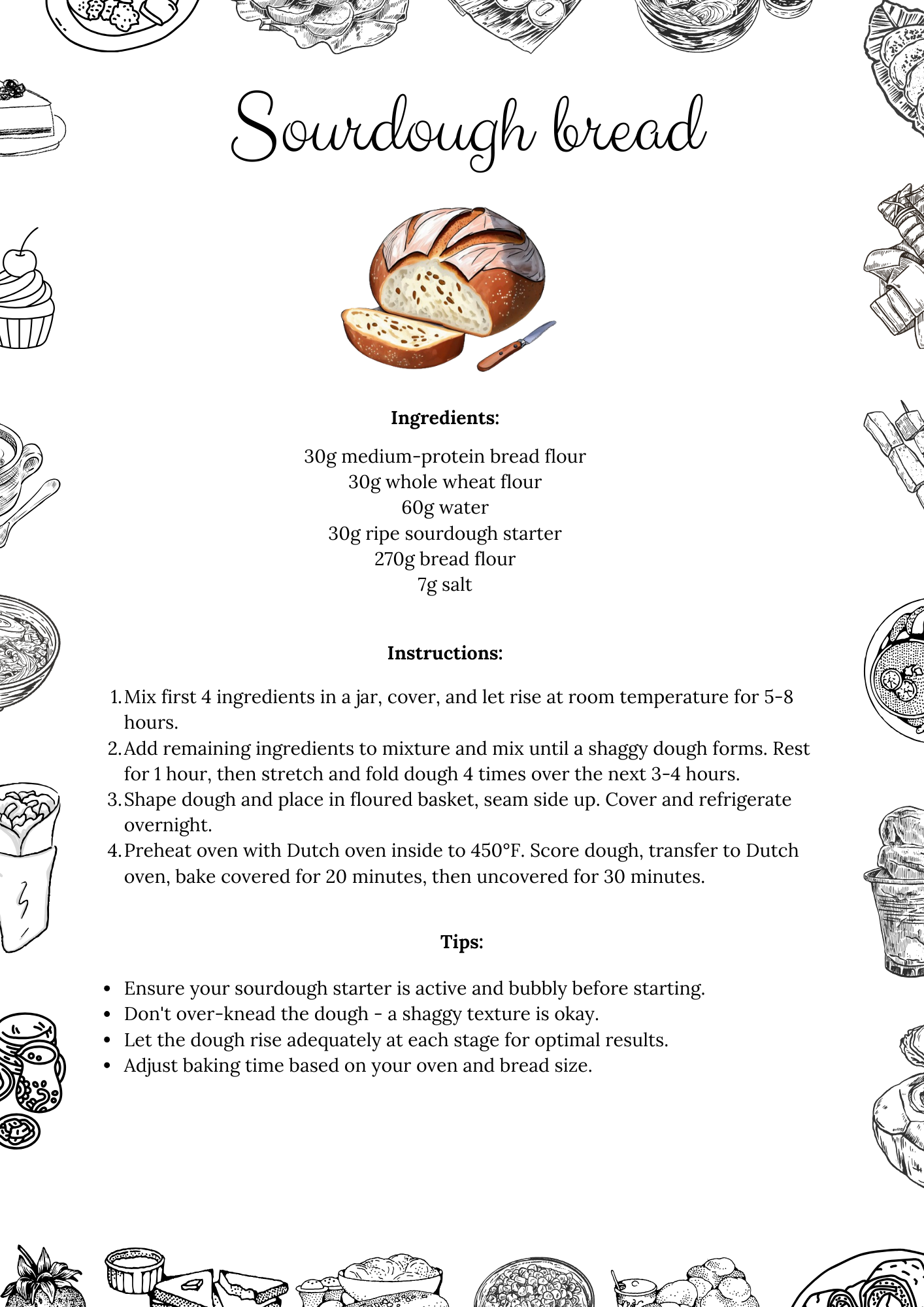 Printable Sourdough Bread Recipe Free PDF Tasteful Zone