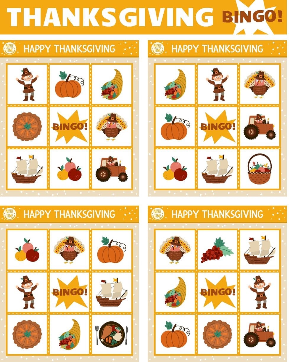 Printable Thanksgiving Bingo PrintableLib