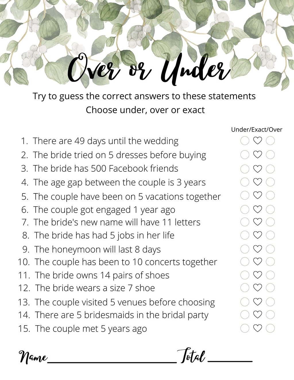 printable wedding games free