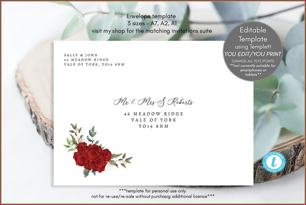 Printable Wedding Invitation Envelope Template Templates 2 Resume 